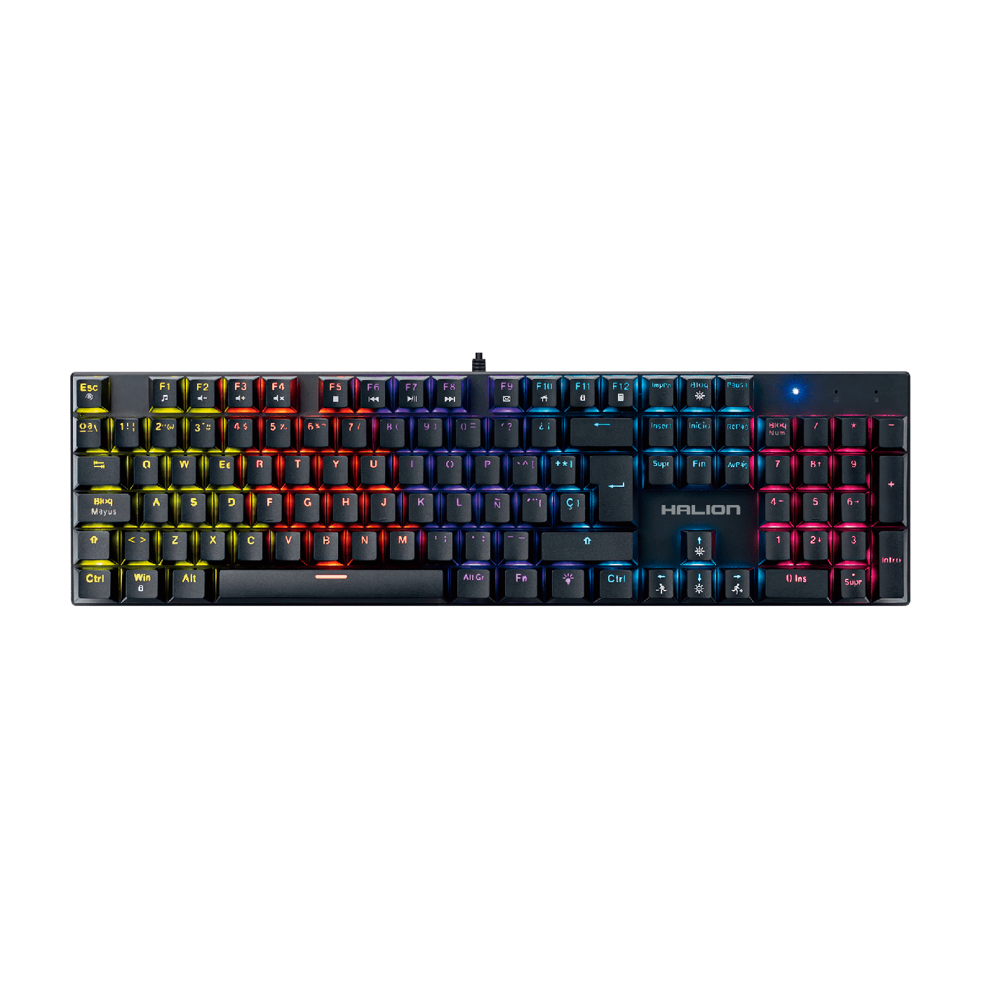 Kit Gamer 2 en 1 Mecánico Halion Harrier K201C 105 Teclas Rainbow Mouse RGB 7200 DPI — foto 2