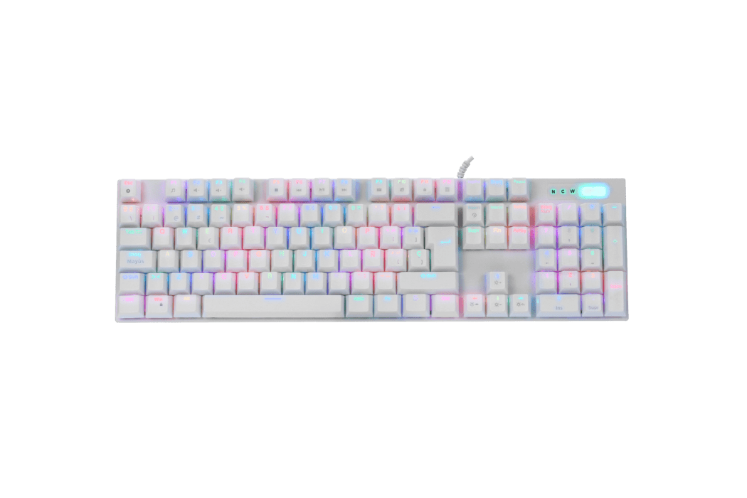 Kit Gamer 2 en 1 Mecánico Halion Damon HA-863C Blanco Mouse 7200 DPI RGB — foto 2