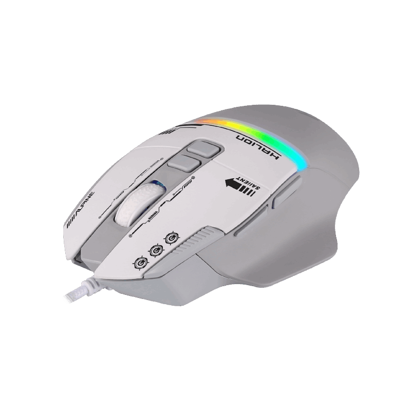 Mouse Gamer USB Halion Xtreme M607 RGB 7200 DPI Gris/Blanco — foto 2