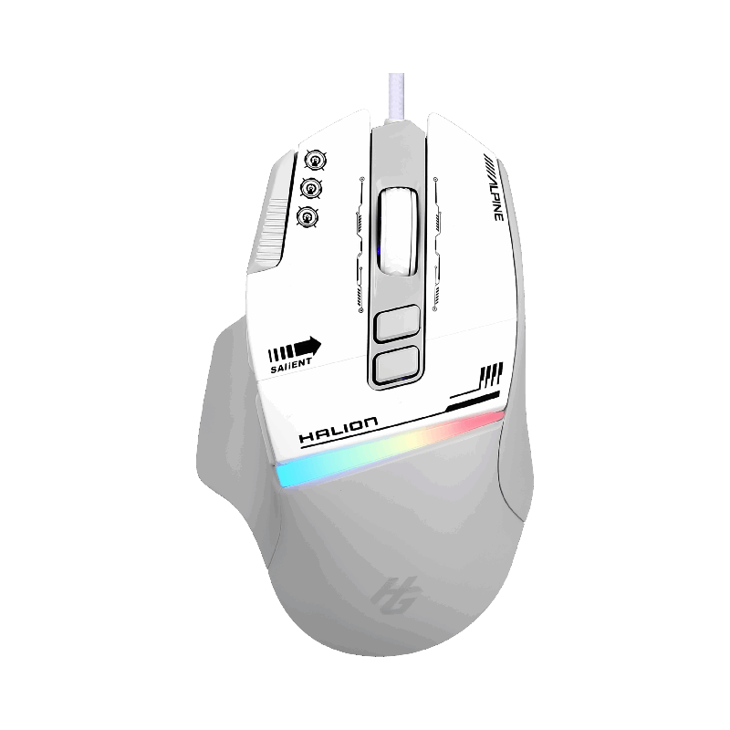 Mouse Gamer USB Halion Xtreme M607 RGB 7200 DPI Gris/Blanco