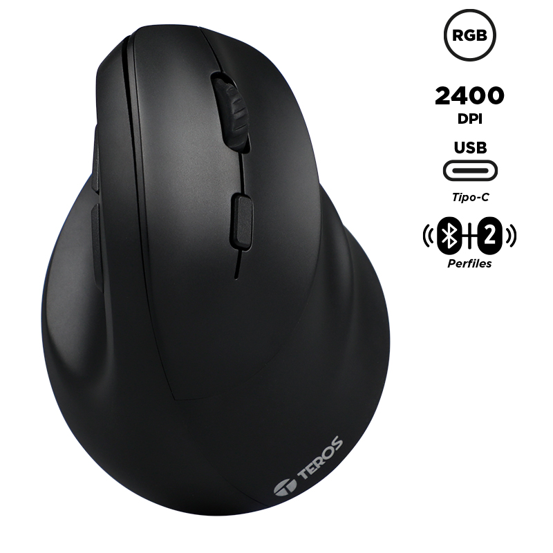 Mouse Inalámbrico Teros TE-5169N 2.4 GHz + Bluetooth 2400 DPI USB Negro