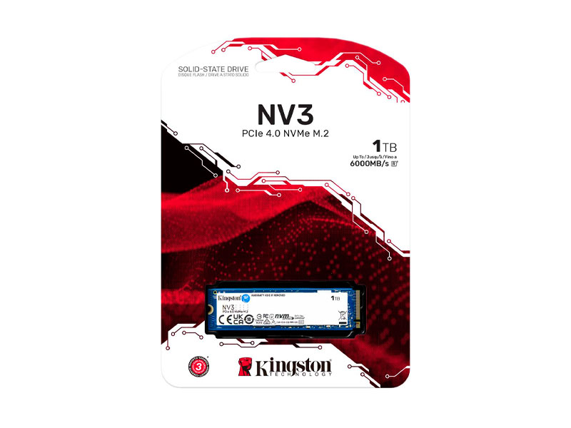 SSD Kingston NV3 1 TB NVMe M.2 PCIe 6000 MB/s (SNV3S/1000G)