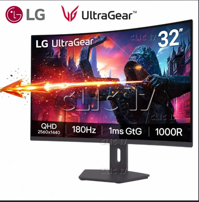 Monitor Gamer LG UltraGear 32G600A-B 32" Curvo QHD 180 Hz 1 ms HDMI DP Negro