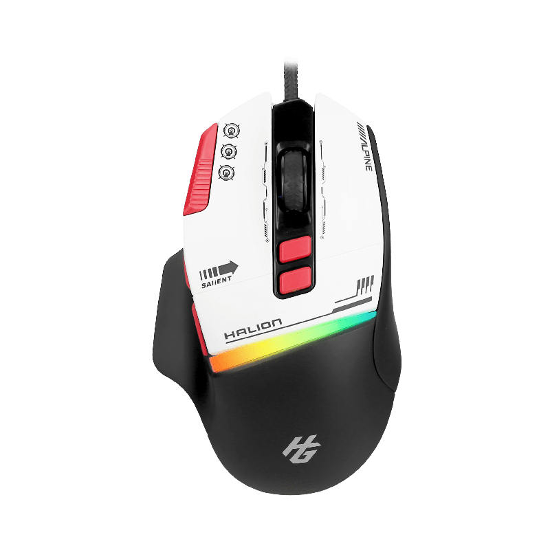 Mouse Gamer USB Halion Xtreme M607 RGB 7200 DPI Negro/Blanco — foto 6