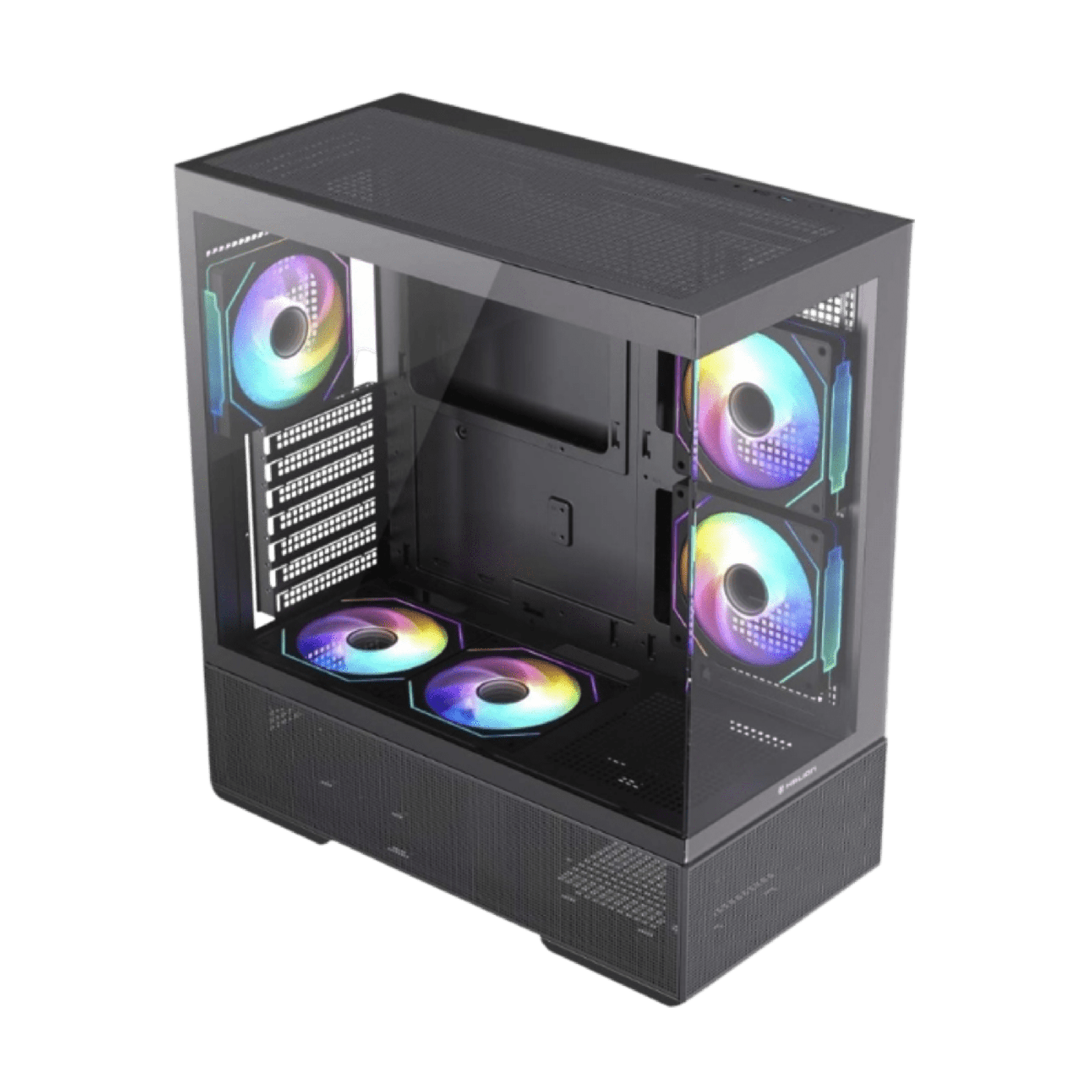 Case Gamer ATX Halion Crystal 706B Fish Tank 5x ARGB USB 3.0 sin Fuente — foto 5