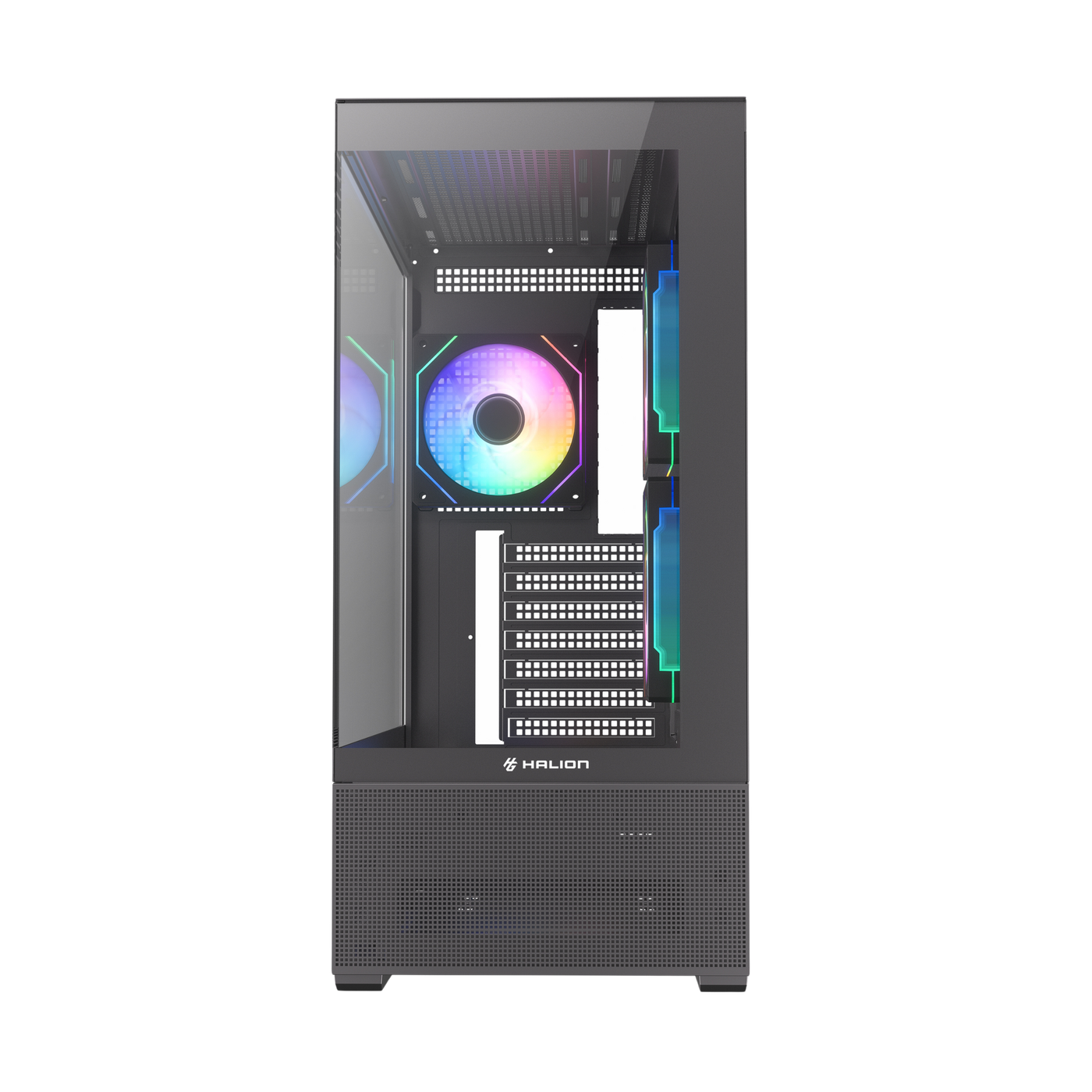 Case Gamer ATX Halion Crystal 706B Fish Tank 5x ARGB USB 3.0 sin Fuente — foto 3