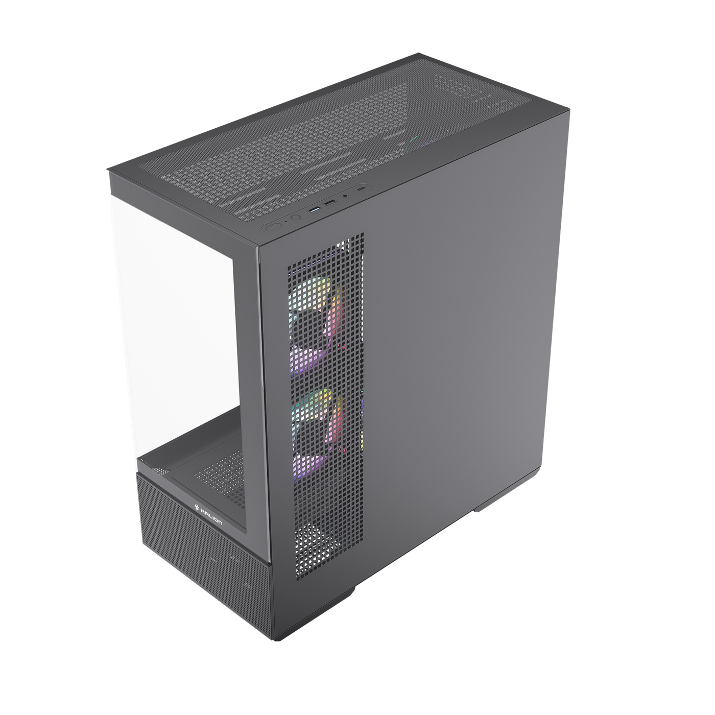 Case Gamer ATX Halion Crystal 706B Fish Tank 5x ARGB USB 3.0 sin Fuente — foto 4