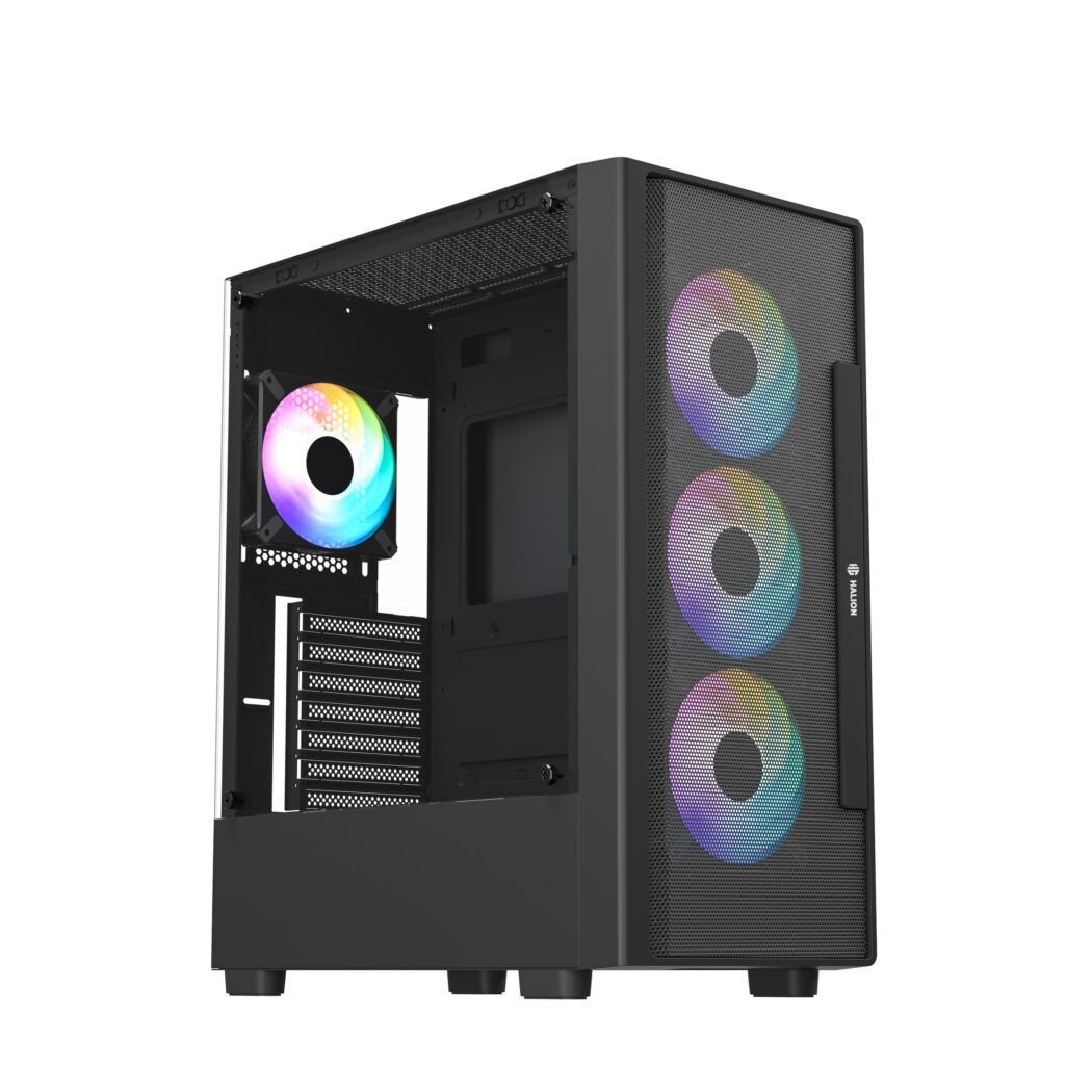 Case ATX Gamer Halion Triton C02 Malla 4x ARGB sin Fuente — foto 3