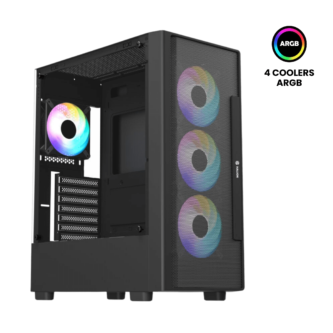 Case ATX Gamer Halion Triton C02 Malla 4x ARGB sin Fuente