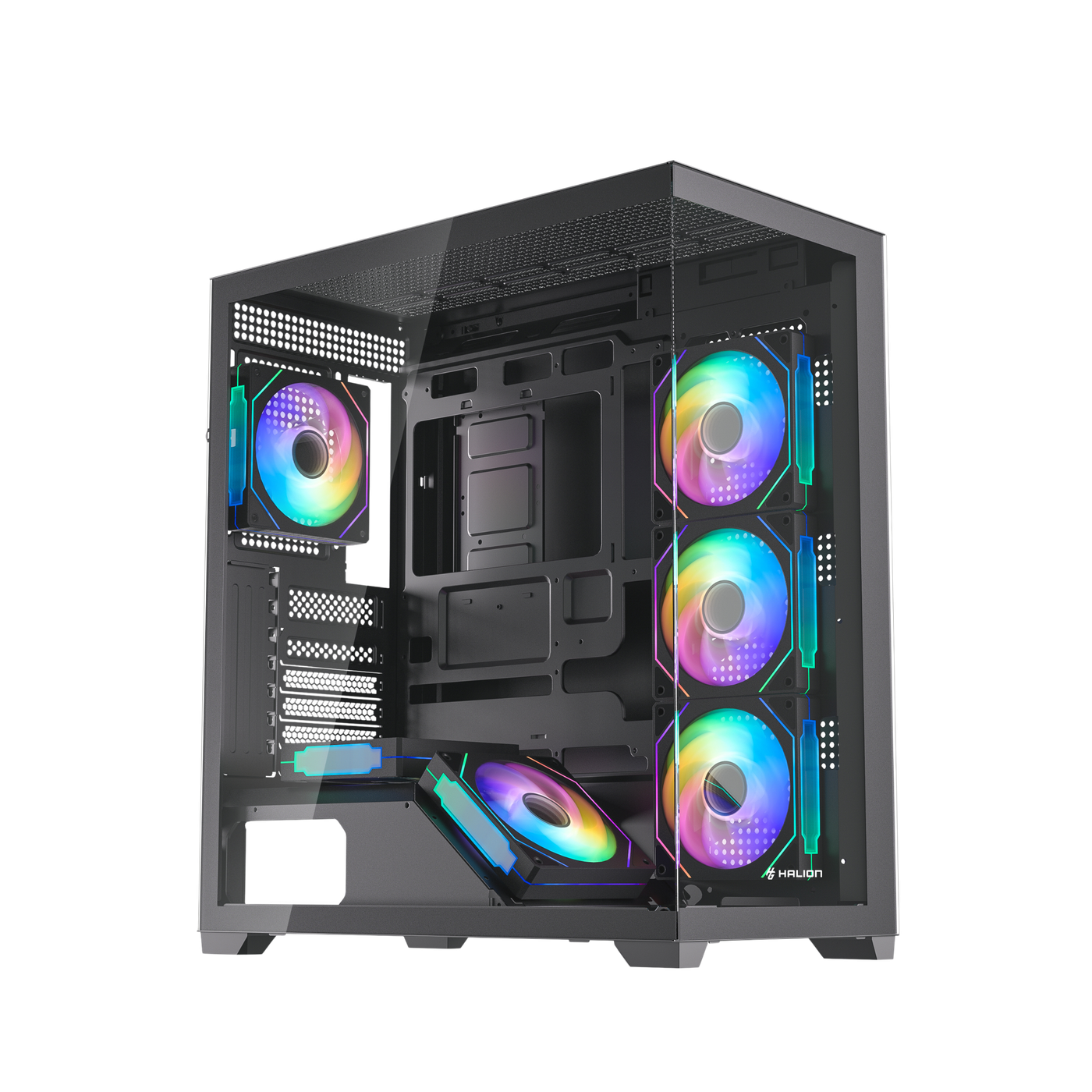 Case ATX Gamer Halion Fish Tank Saturno M05 6x ARGB sin Fuente — foto 2