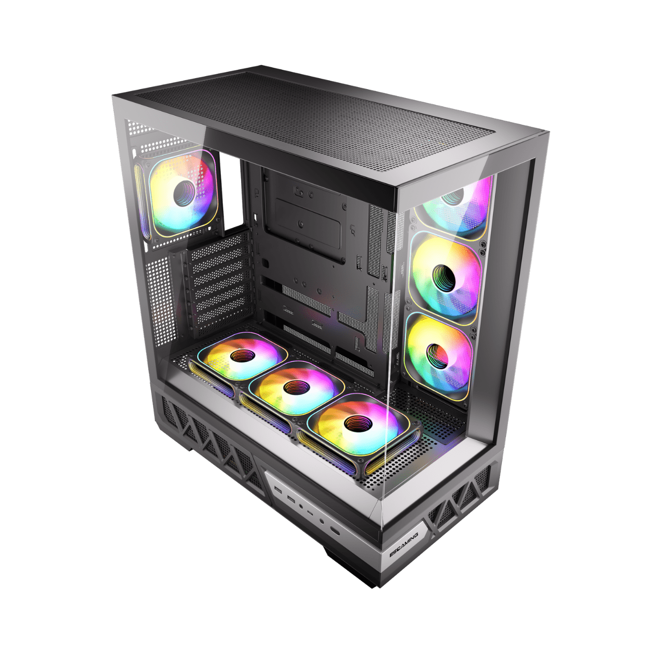 Case Gamer ATX Esgaming Enkido 7x ARGB Hub C/R Negro sin Fuente — foto 4