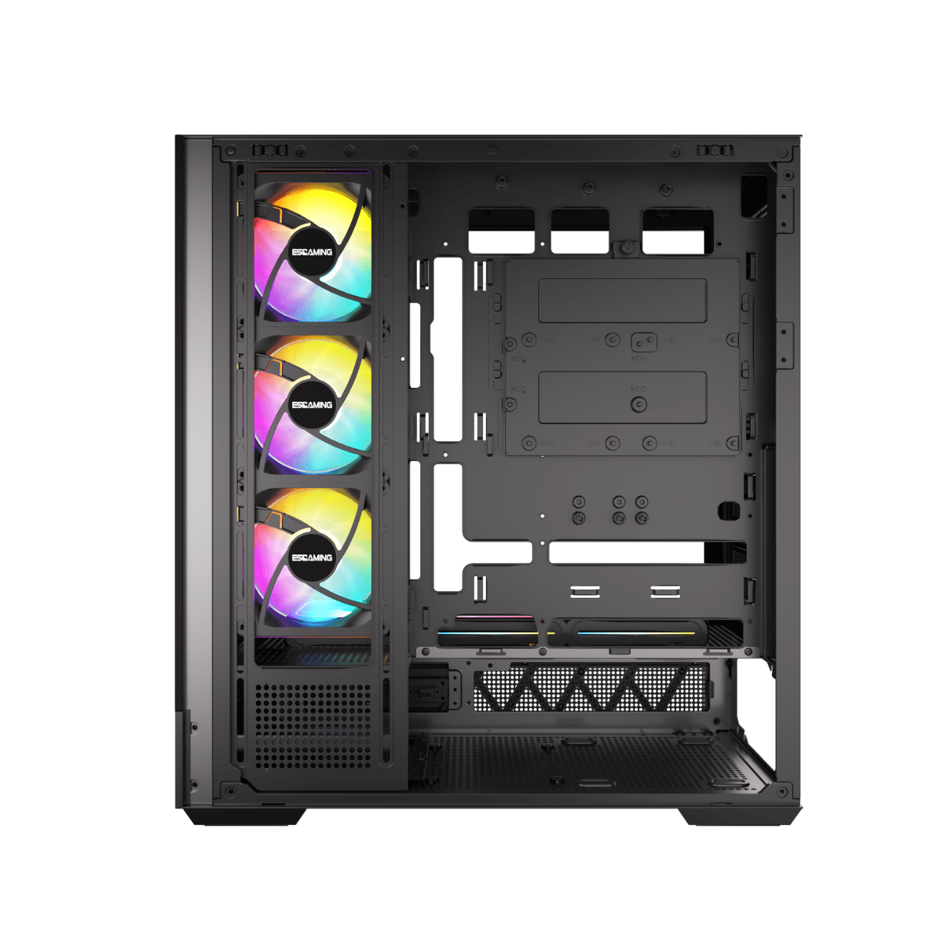 Case Gamer ATX Esgaming Enkido 7x ARGB Hub C/R Negro sin Fuente — foto 5