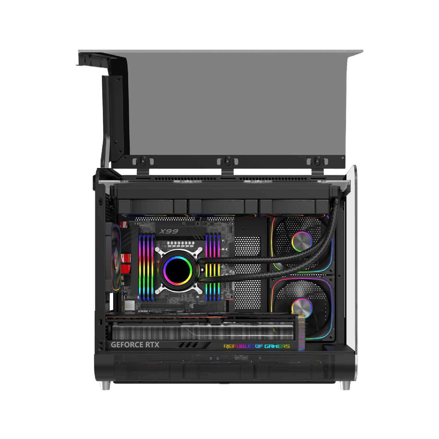 Case Gamer ATX Esgaming Aircraft 007 LCD Display Aluminio 3x 12 ARGB sin Fuente — foto 4