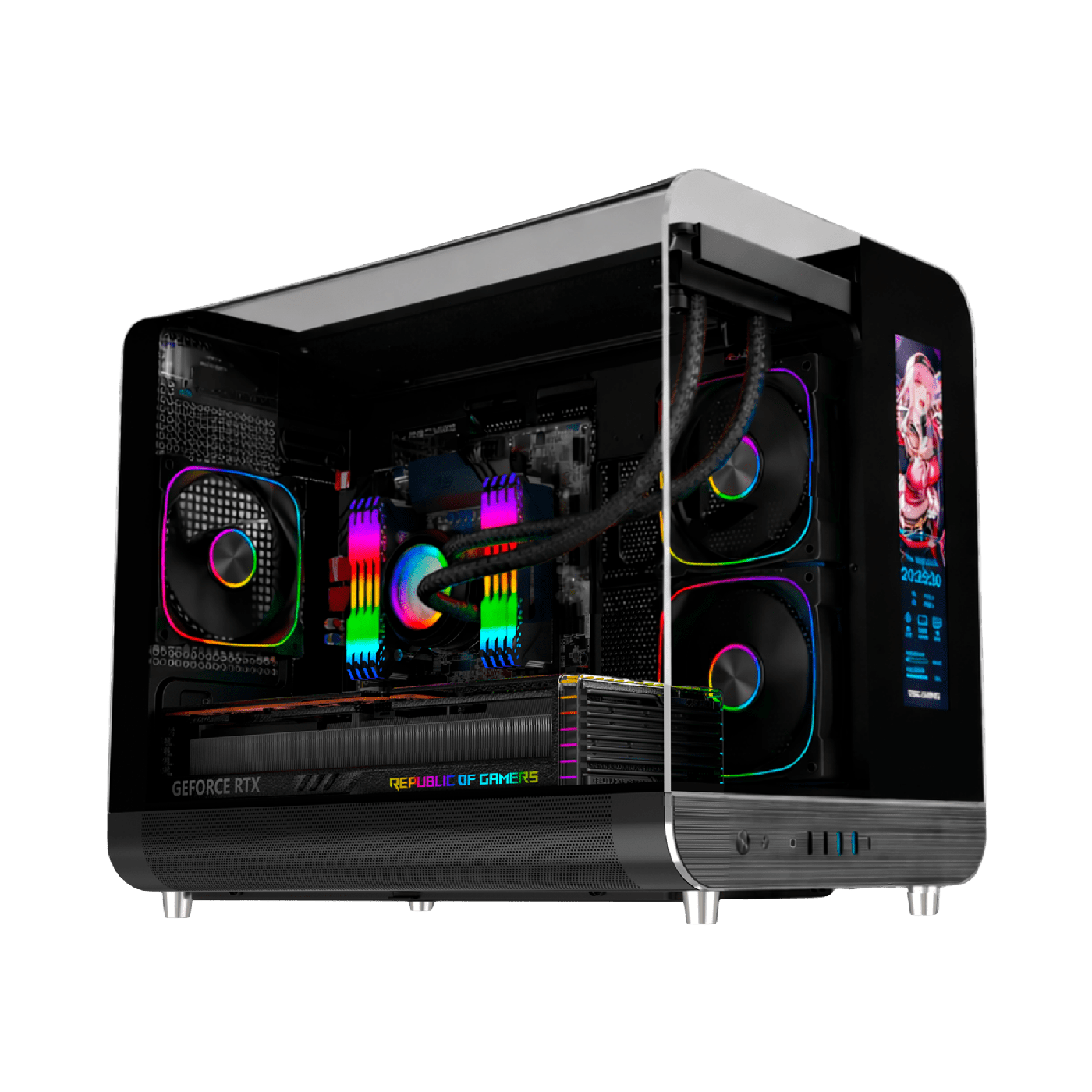 Case Gamer ATX Esgaming Aircraft 007 LCD Display Aluminio 3x 12 ARGB sin Fuente — foto 7