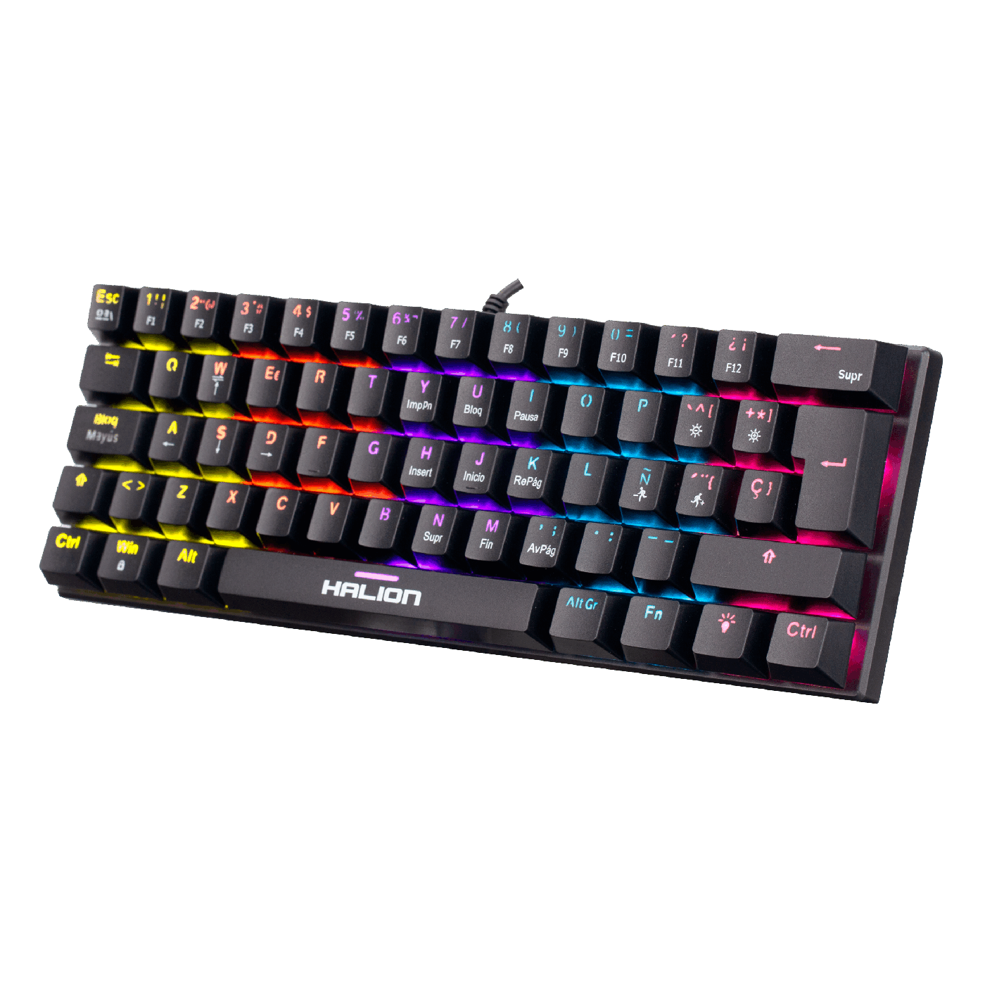 Teclado Mecánico Halion Comanche 62 KM201 62 Teclas Rainbow Red Switch — foto 2