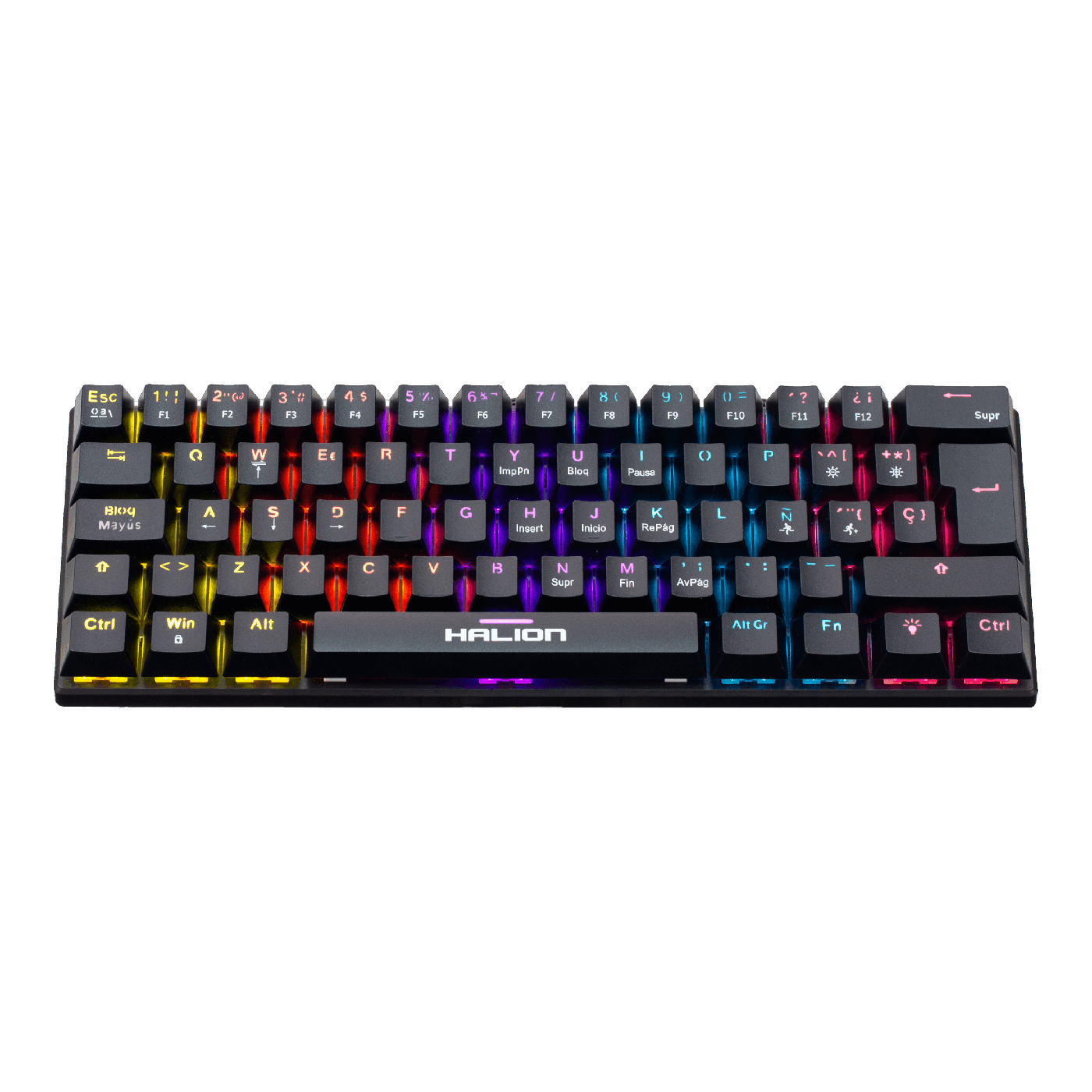Teclado Mecánico Halion Comanche 62 KM201 62 Teclas Rainbow Red Switch — foto 3