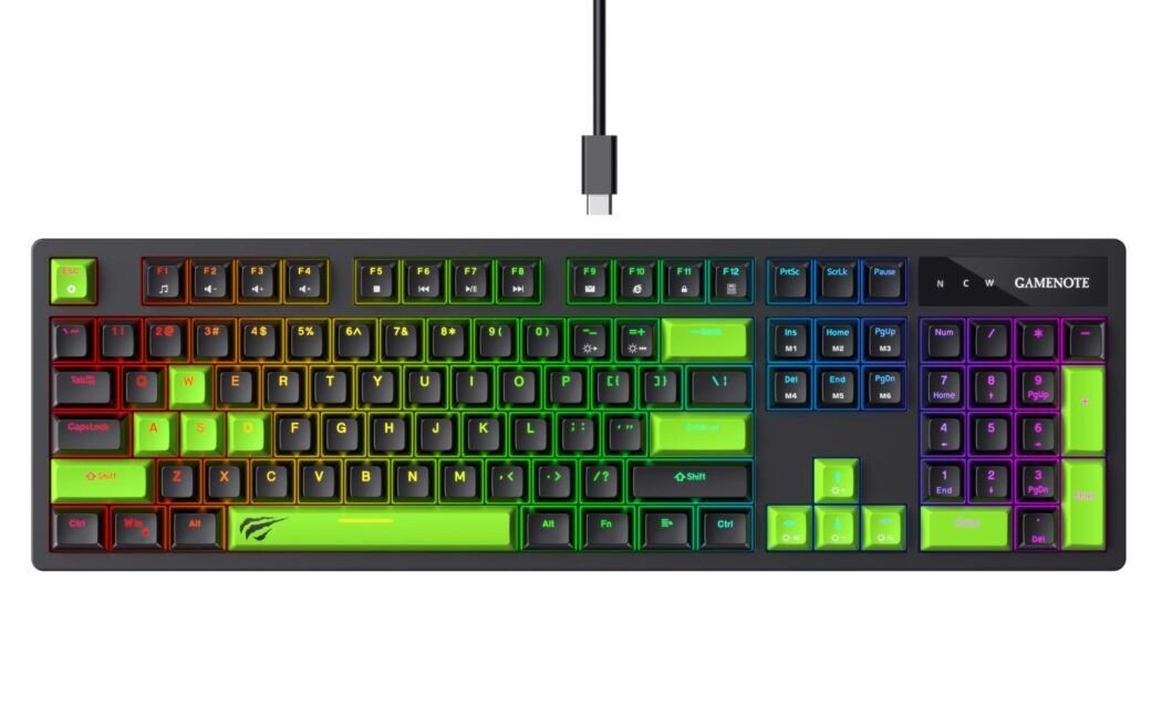 Teclado Mecánico Havit KB893L-SP RGB Backlite Negro/Verde