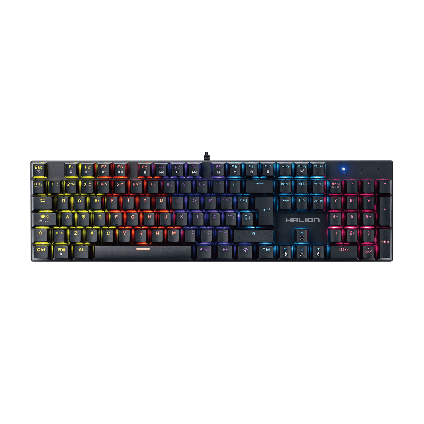 Teclado Mecánico Halion Comanche 105 KM203 105 Teclas Rainbow Red Switch