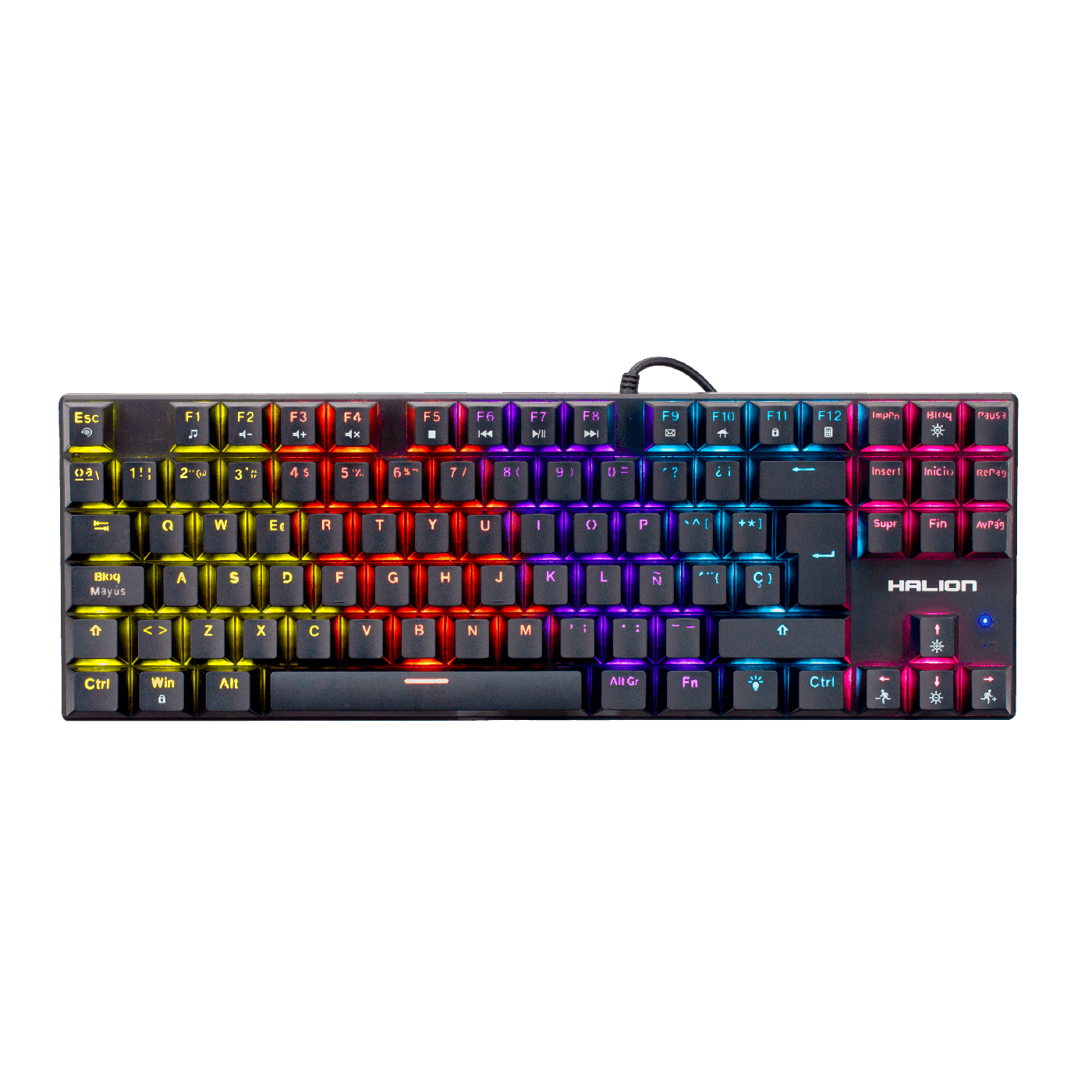 Kit Gamer 2 en 1 Mecánico Halion Mecano K203C 88 Teclas Rainbow Mouse RGB 7200 DPI — foto 2